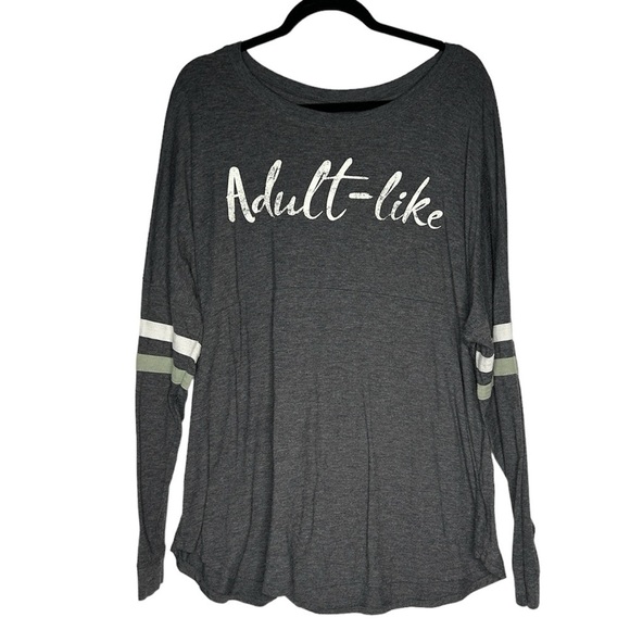 Maurices Gray Adult Like Plus 2X Striped long Sleeve - Picture 1 of 6